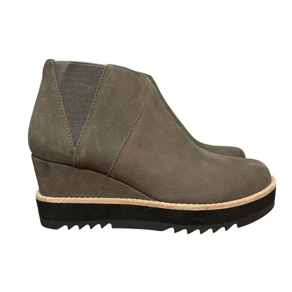 NEW $250 Sz 6.5 Women Eileen Fisher Caddy Nubuck Leather Chelsea Wedge Boots - Picture 3 of 11